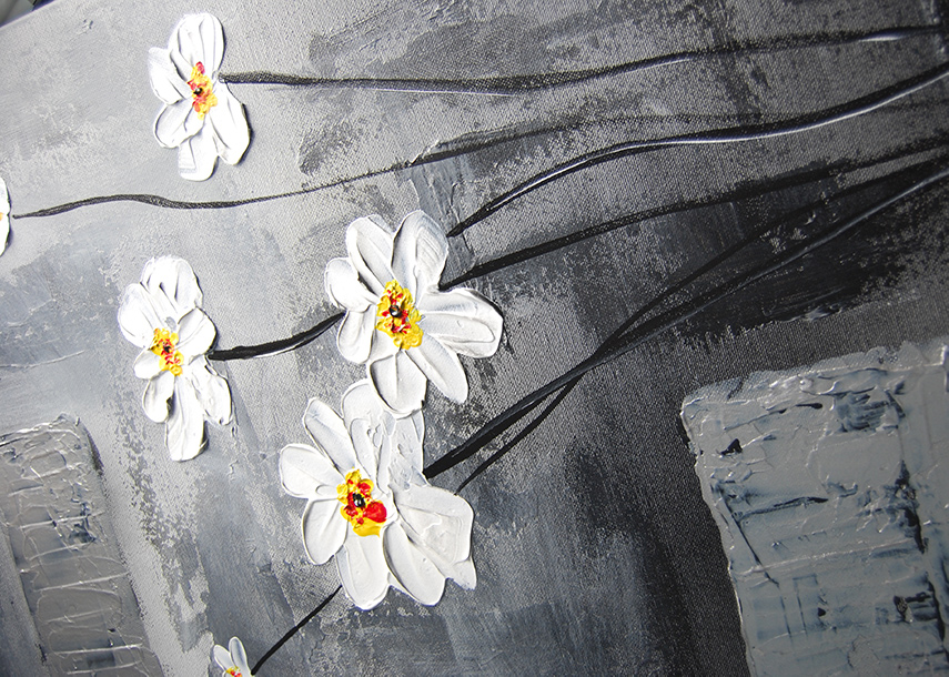 Vícedílný obraz květiny ručně malovaný