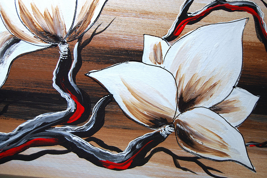 Vícedílný obraz květiny ručně malovaný
