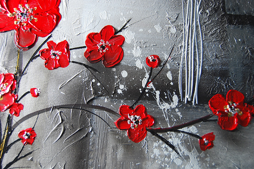 jednodílný obraz květiny ručně malovaný