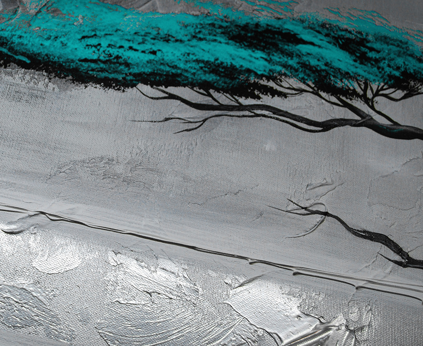Vícedílný ručně malovaný obraz strom tyrkys