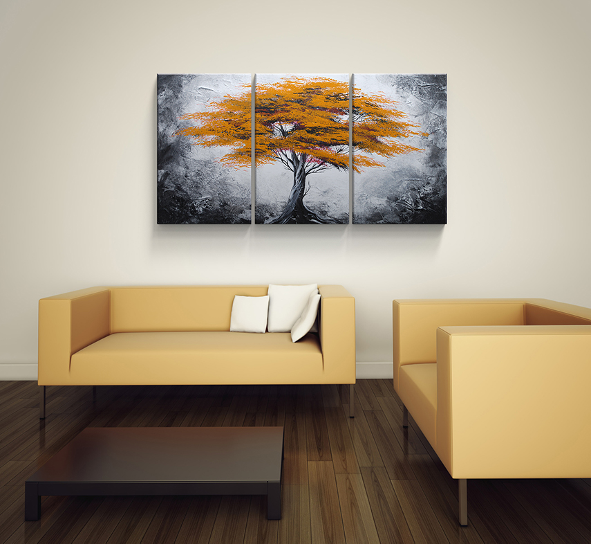 Vícedílný ručně malovaný obraz strom