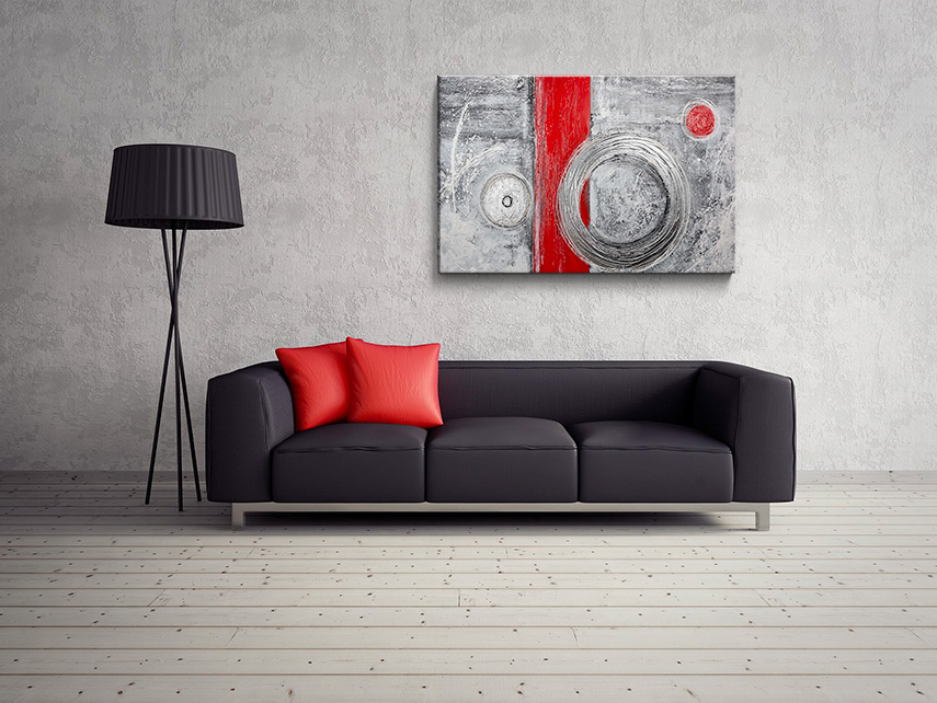 Červenobílá abstrakce s kruhy