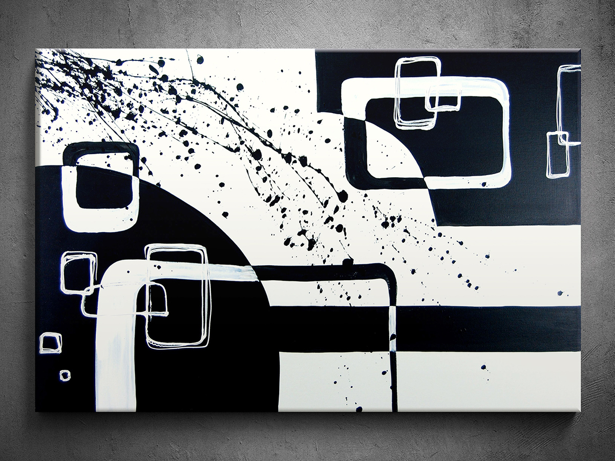 Abstrakce ručně malovaný obraz černobílé obdélníky