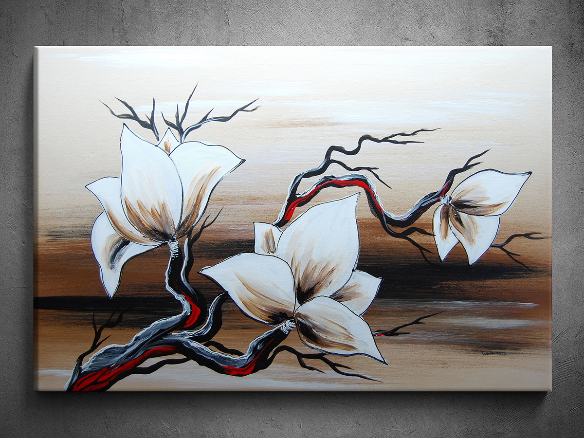 Ručně malovaný obraz magnolie