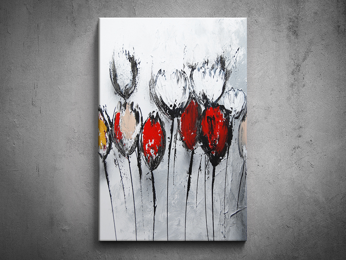 Abstrakce ručně malovaný obraz tulipány
