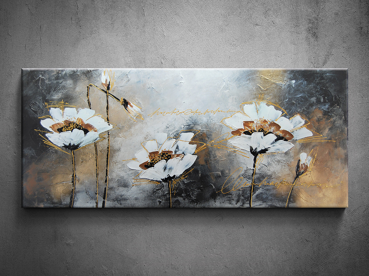 Ručně malovaný obraz květiny panorama