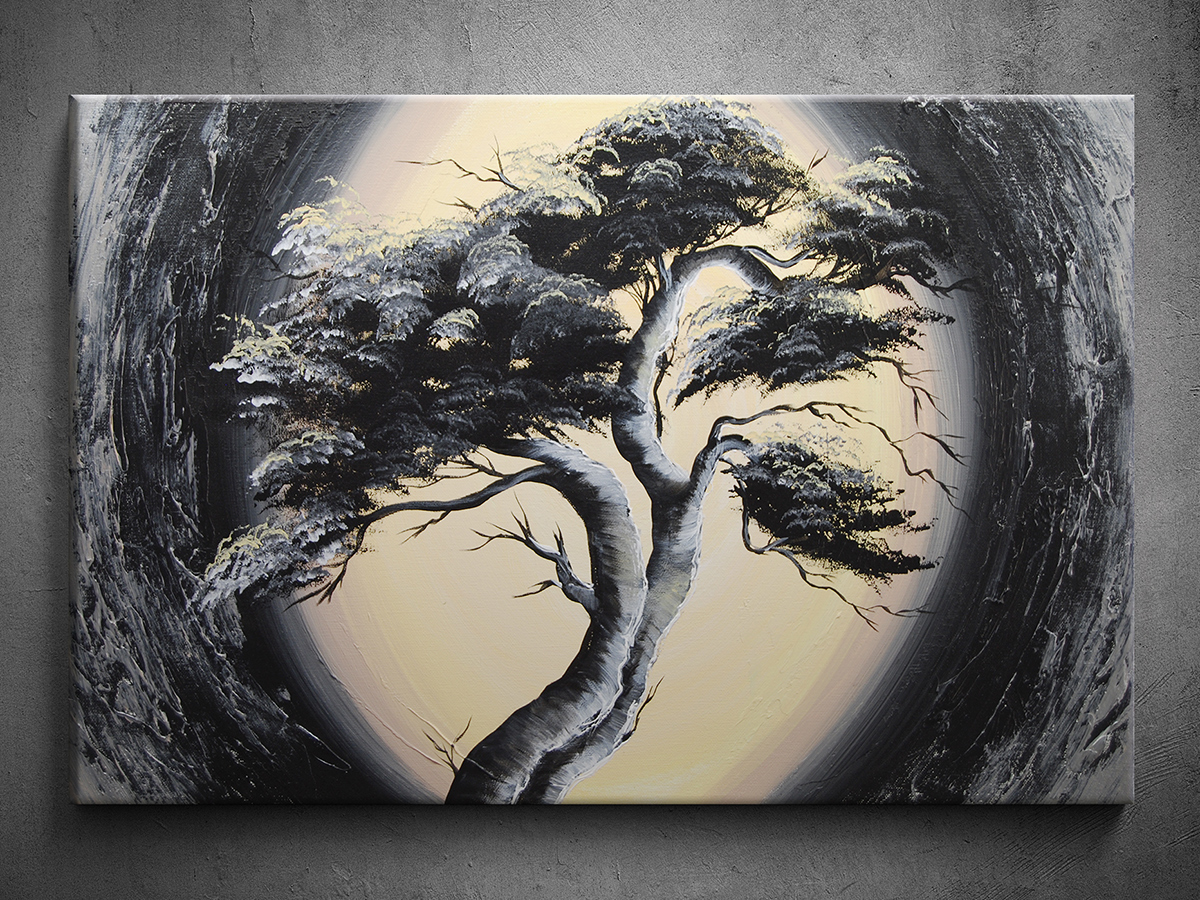Abstraktní ručně malovaný obraz strom