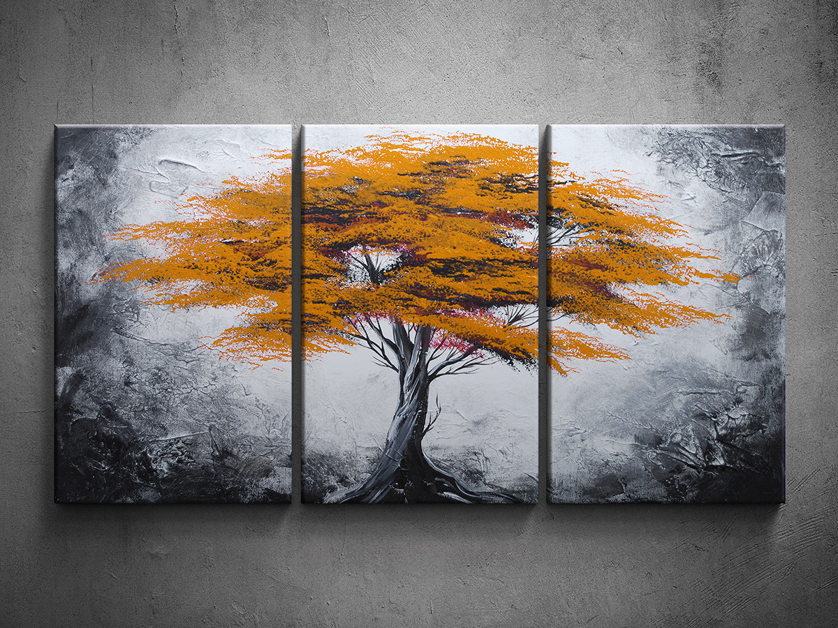 Ručně malovaný obraz vícedílný strom