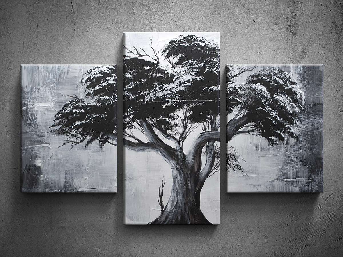 Ručně malovaný obraz vícedílný strom