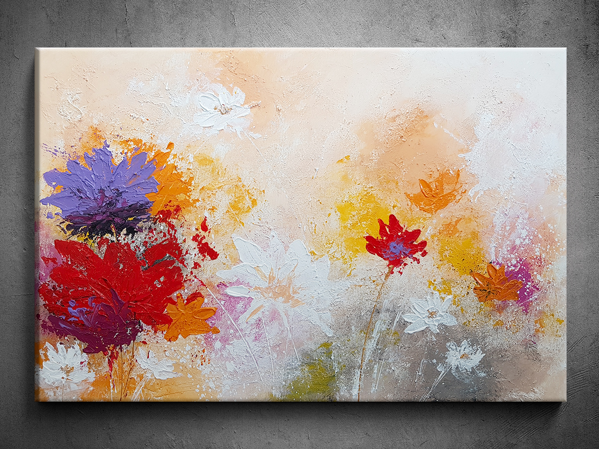 Moderní ručně malovaný obraz abstrakce květiny