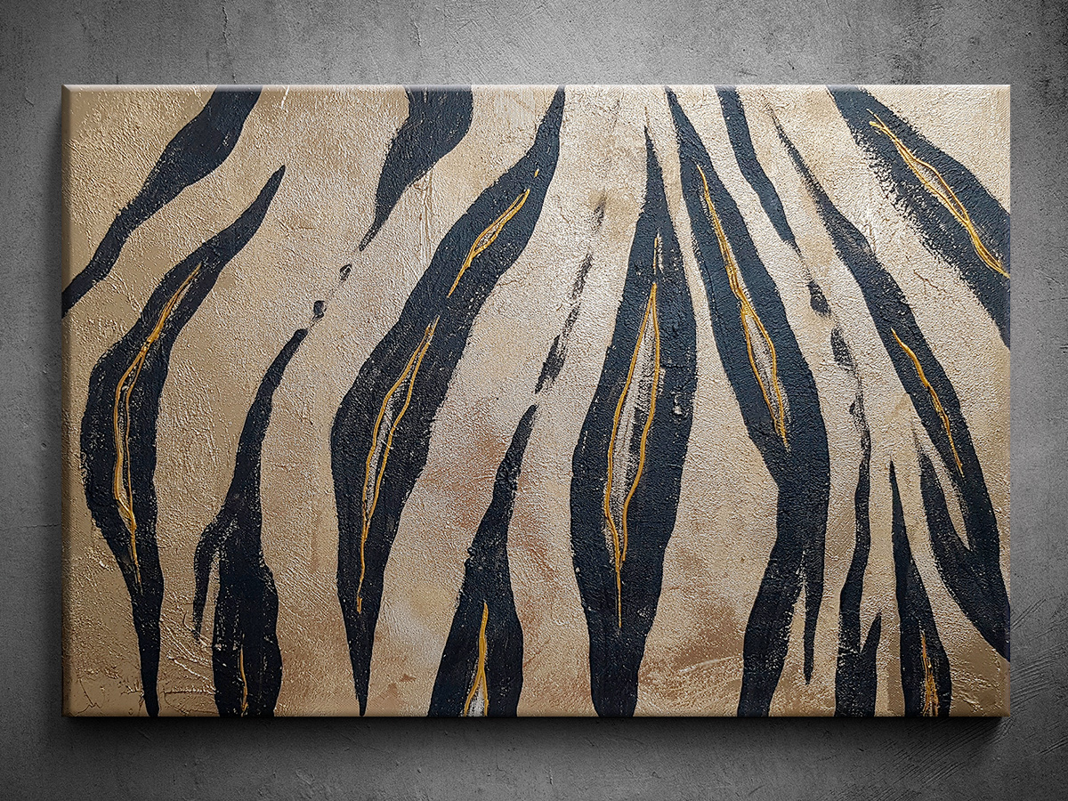 Abstrakce ručně malovaný obraz - Zlatý tygr