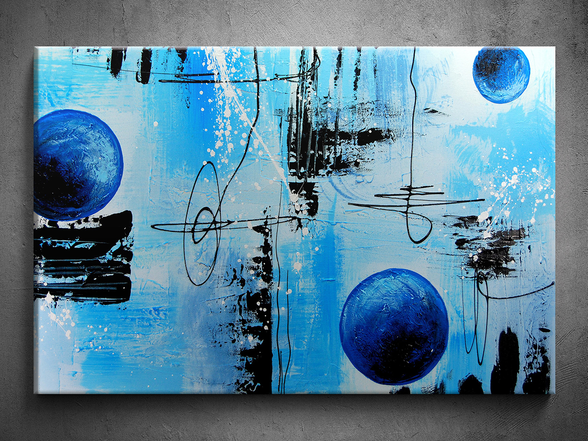 Abstrakce ručně malovaný obraz modré koule