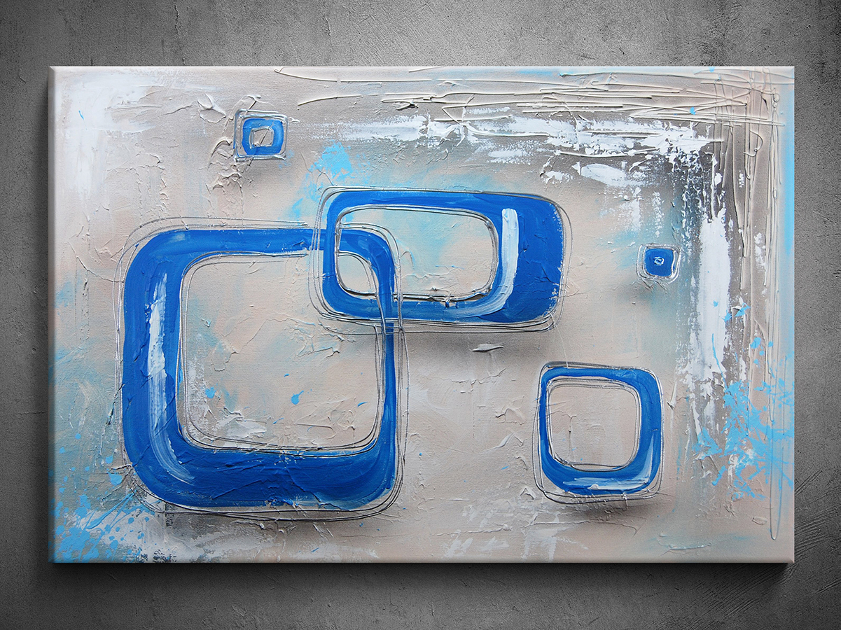Obraz ručně malovaný modrá abstrakce