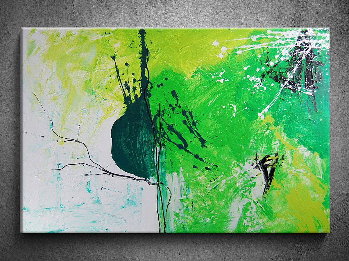 Obraz zelená abstrakce ručně malovaná 